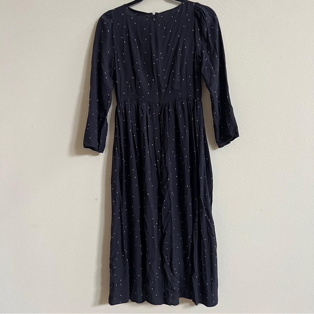 MADEWELL Alicia Dress Dark Blue Night Stars Print Long Sleeve Midi #ND173 - Picture 6 of 7